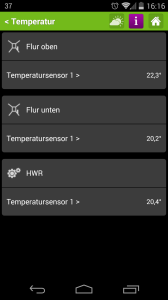 Temperaturen Übersicht in der App